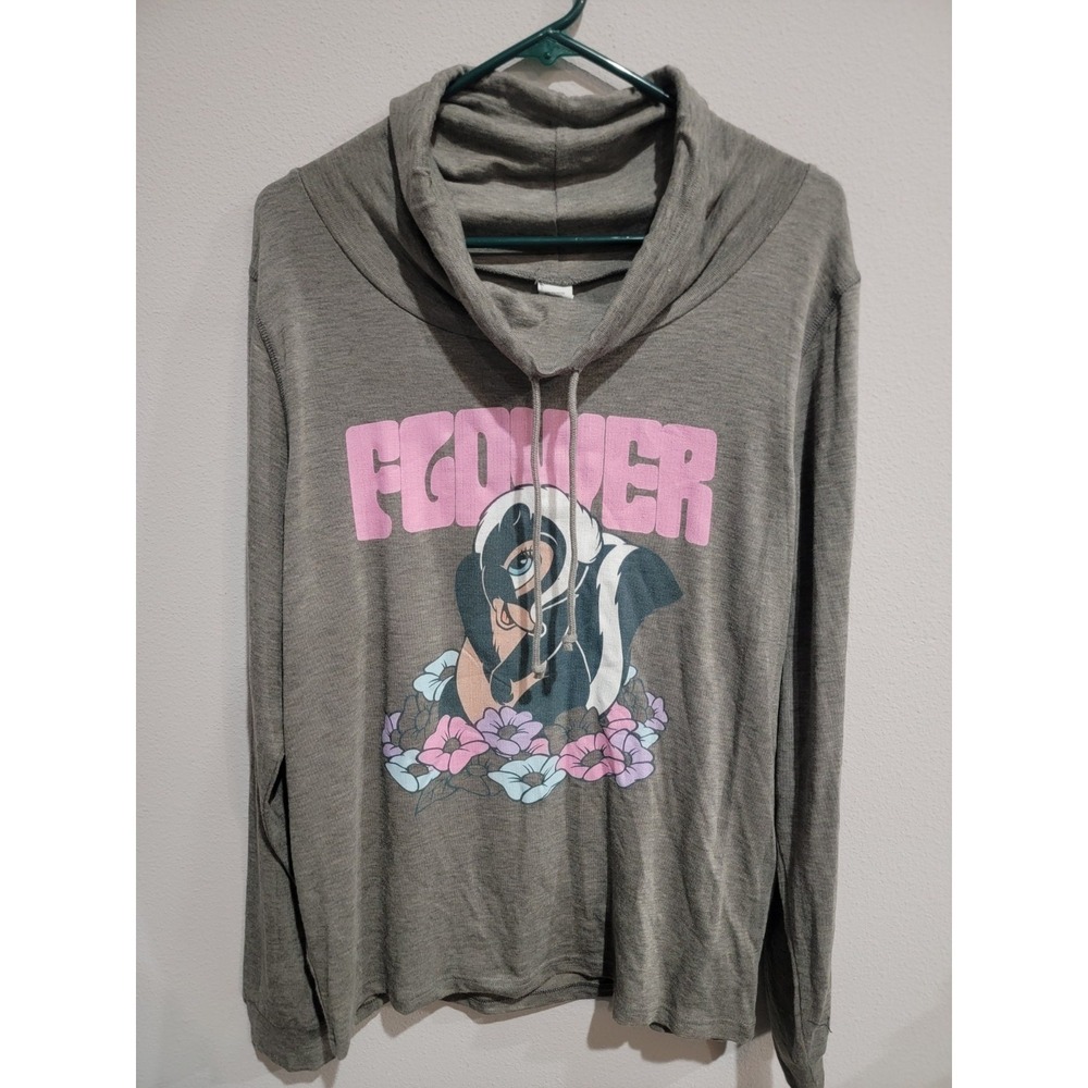 Disney Bambi Flower Cowl Neck Long-Sleeve Womens XXL Lightweight Sweatshirt NWOT